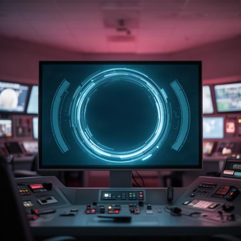 Portale digitale di un centro spaziale visualizzato su uno schermo in una sala di controllo