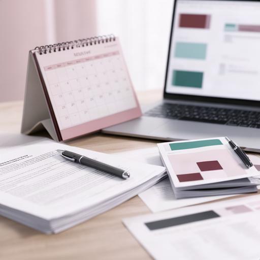 Calendario digitale con una revisione programmata di documenti aziendali