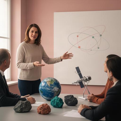 Specialista che presenta una strategia per l'uso sostenibile di risorse planetarie